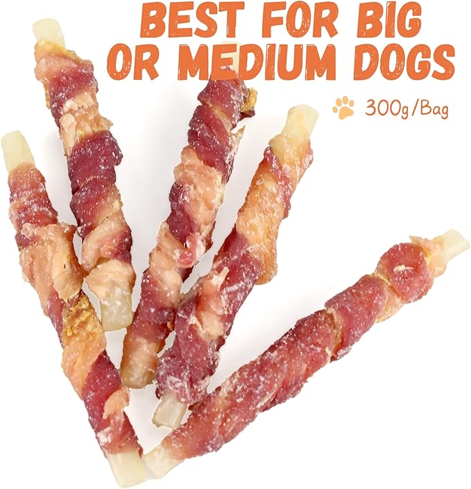 Triple Flavor Dog Treats, Chicken Duck Wrapped Cod Sticks, Rawhide-Free Grain-Free Soft Chewy Treats Natural Ingredients, Training Snacks for Small Medium Large Dogs, 15-17 Counts, 10.6 oz