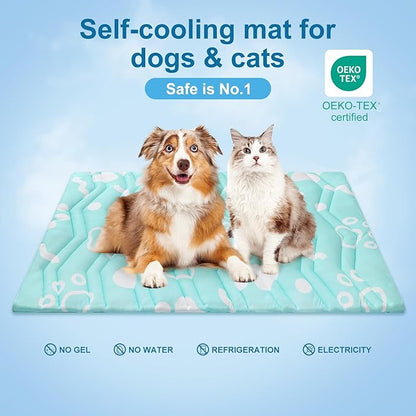 BEAUTYZOO Upgrade Dog Cooling Mat Extra Large, Reversible Self-Cooling Mat for Dogs, Thicken Pet Ice Cool Pad Blanket for Summer Kennel Sofa Bed Floor Car Seat, Machine Washable&amp;Foldable, 48"x28"