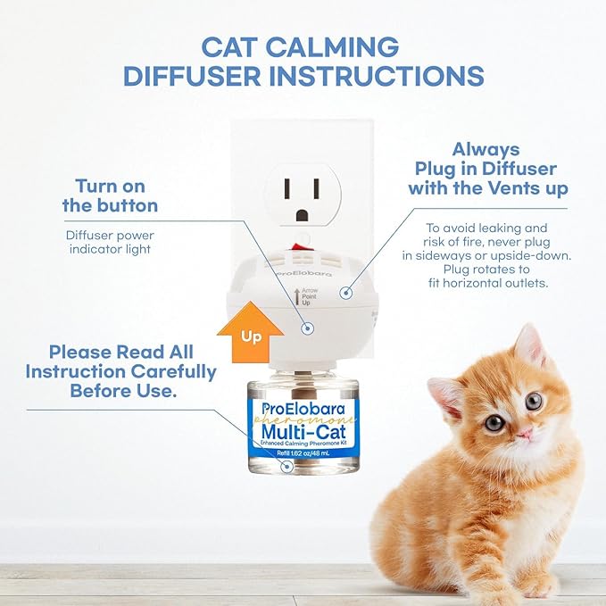 Cat Calming Pheromone Diffuser: Cat Calming Pheromones Diffusers - Reduces Stress &amp; Anxiety with Calming Pheromones
