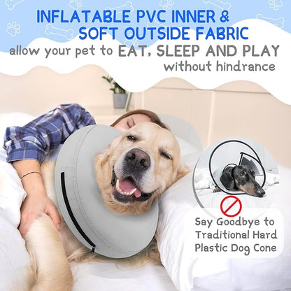 Supet Inflatable Dog Cone Collar Alternative After Surgery, Doggie Neck Donut Collar Recovery ECollar for Post Surgery, Soft Dog Cone for Small Medium Puppies Cats