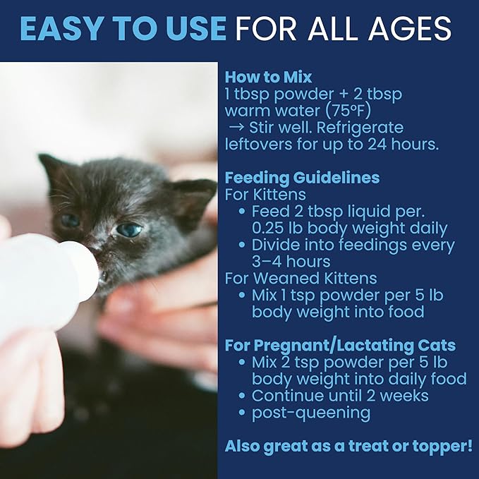 Under the Weather Kitten Milk Replacer Powder + Colostrum | Kitten Milk Replacement Formula | Nutrient-Rich Formula with Colostrum for Immune &amp; Digestive Support – 12 oz