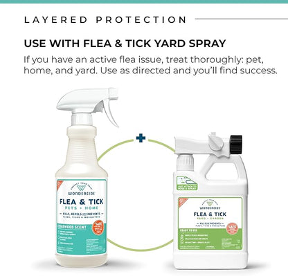 Wondercide - Flea, Tick &amp; Mosquito Spray for Dogs, Cats, and Home - Flea and Tick Killer, Control, Prevention, Treatment - with Natural Essential Oils - Pet and Family Safe - Cedarwood 32 oz