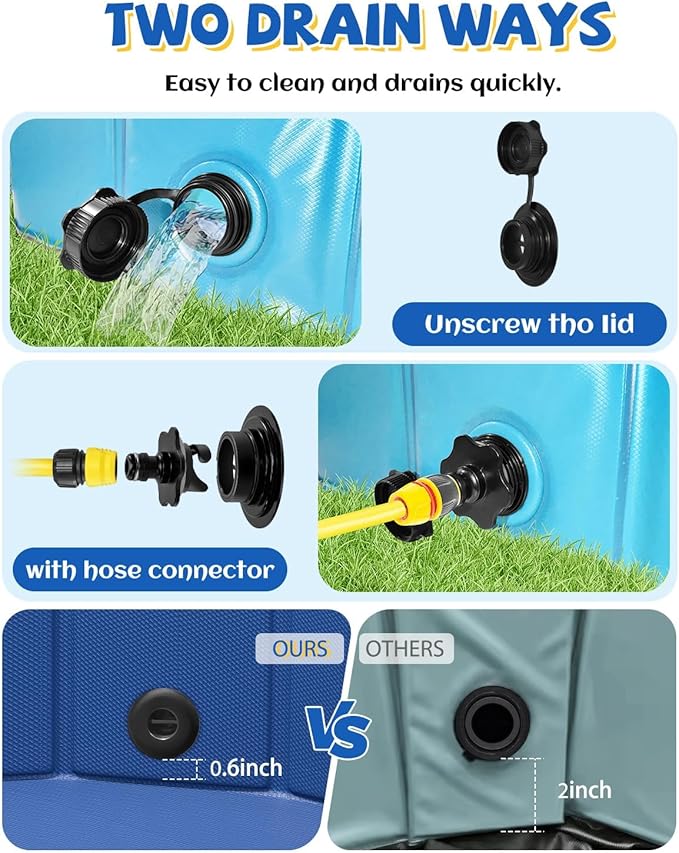 YSJILIDE Foldable Dog Pool, Portable PVC Dog Pet Swimming Pool, Collapsible Plastic Dog Bath for for Large Medium Small Dogs &amp; Kids (XXXXL-97 Blue)