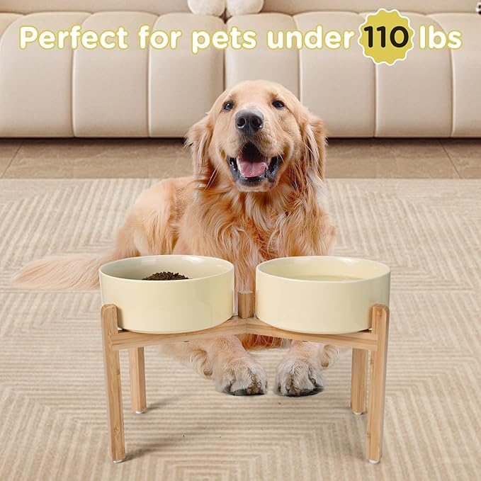 SPUNKYJUNKY Elevated Dog Bowls Ceramic, 8.3&