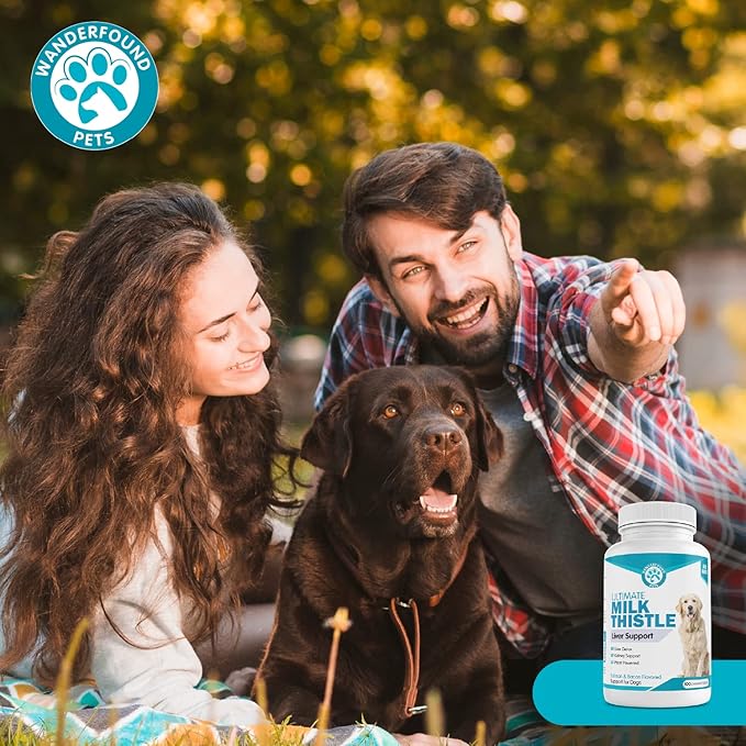Wanderfound Pets Milk Thistle for Dogs – Tasty Salmon &amp; Bacon Flavored Natural Liver Support for Pets – Kidney Cleanse Detox &amp; Repair Formula Manufactured in The USA – 100 Chewable Tablets