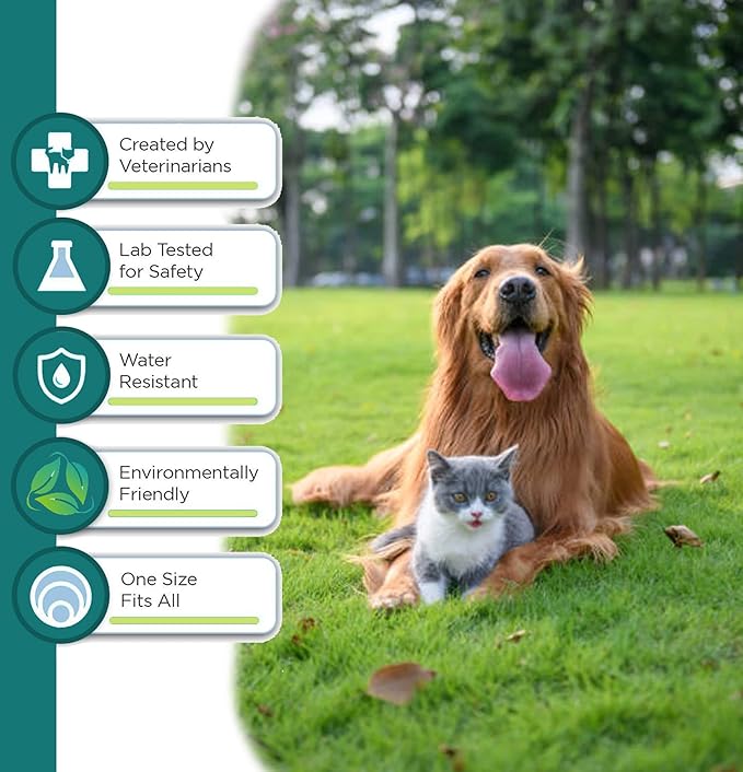 Flea and Tick Collar for Dogs and Cats - Safe and Natural Prevention and Control of Pests on Puppies and Kittens - Waterproof - Free Comb - 2-Pack (13.8 in &amp; 27.5 in)