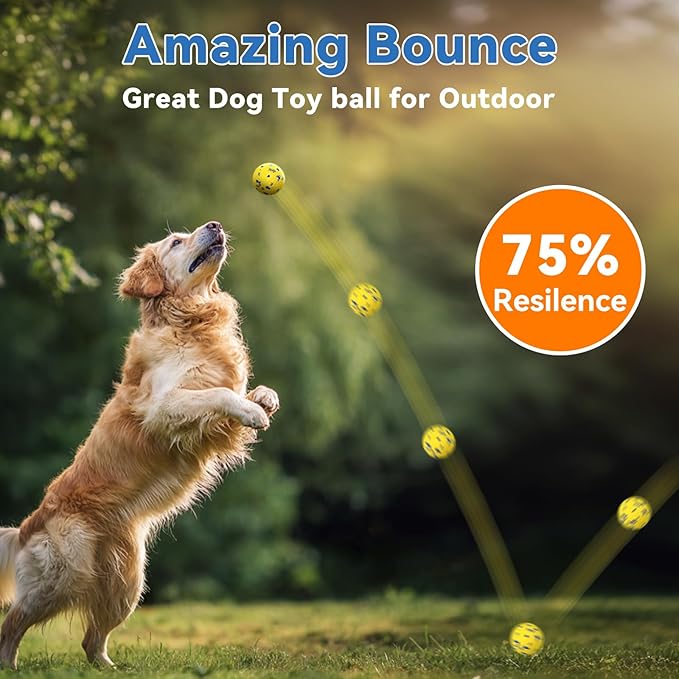 Indestructible Dog Ball Toy, Durable Dog Tennis Balls for Aggressive Chewers, High Bounce &amp; Floating Balls for Dogs, Jolly Ball for Fetch in Yard, Beach &amp; Pool(4 Pack)