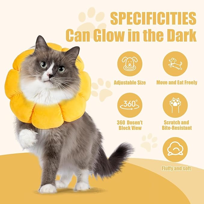 HOMBYS Soft Dog Cone for Dogs and Cats, Cute &amp; Fluffy Flower Shape for Claming, Adjustable Dog Collar Alternative After Surgery, Protective Elizabethan Collar for Dogs Recovery &amp; Stop Licking, S