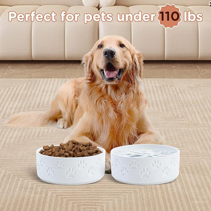 SPUNKYJUNKY Ceramic Dog Bowls 2 Pack, 8.3&