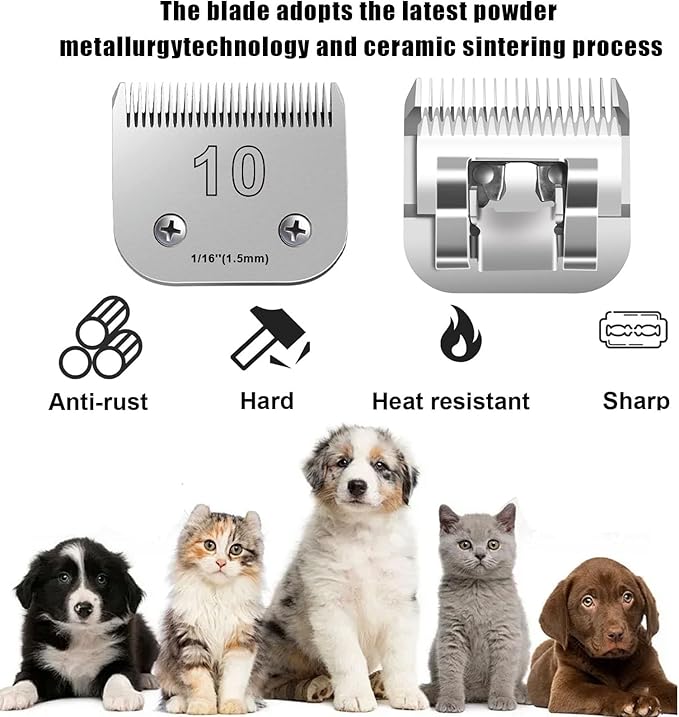 2PCS 10 Blades Dog Grooming Blades Compatible with Andis,Oster A5,Wahl km10 Dog Clippers,Size-