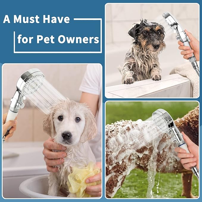 Klleyna Filter Dog Shower-Attachment for Bathtub-Faucet - ON/OFF Shower Head Attaches to Tub Spout, Pet Wash Hose Sink Sprayer (5 Adapters), Bathroom Kitchen Tap Extension for Hair Washing &amp; Baby Bath