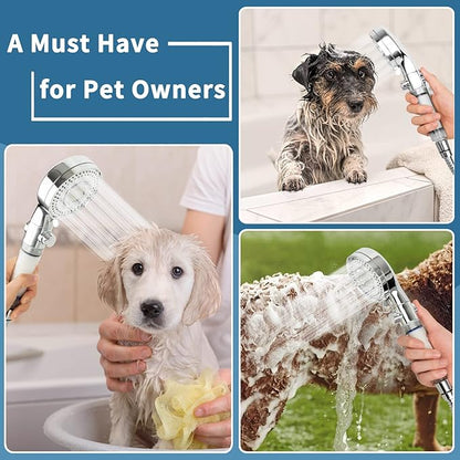 Klleyna Filter Dog Shower-Attachment for Bathtub-Faucet - ON/OFF Shower Head Attaches to Tub Spout, Pet Wash Hose Sink Sprayer (5 Adapters), Bathroom Kitchen Tap Extension for Hair Washing &amp; Baby Bath