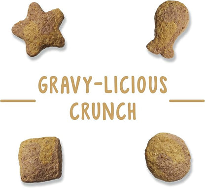Purina Friskies Party Mix Cat Treats, Gravy-Licious Crunch with Chicken &amp; Gravy Flavors, Crunchy Treats for Cats, 2.1 Ounce Resealable Pouch (Pack of 3)