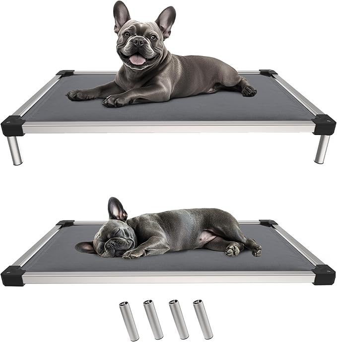 FXW TitanNest Chew-Proof Elevated Dog Bed, Raised Cot for Indoor/Outdoor/Camping Use, Durable &amp; Washable Padded Pet Bed for Extra-Small Dogs, 30.0" L x 22.0" W x 4.5" H, Gray
