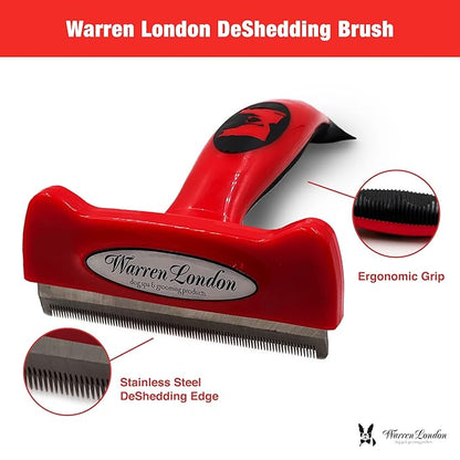 Warren London Deshedding Brush for Large Dogs, Long Hair | 4″ Stainless ¼″ Blade | Rapid Undercoat Removal for Goldens, Huskies &amp; Collies | Pro Grooming Handle
