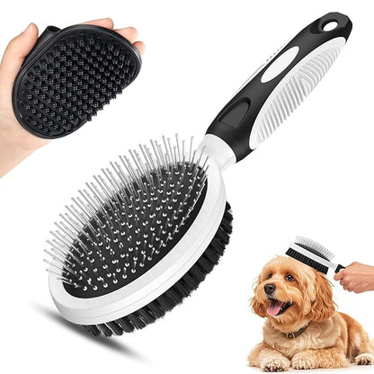 2PCS Pet Grooming Tools - Double-Sided Brush for Shedding and Bathing, Suitable for Short/Long Haired Dogs Cats and Horses, Deshedding Dog Brush, Mane &amp; Tail Combs for Horses - Pet Supplies (White)