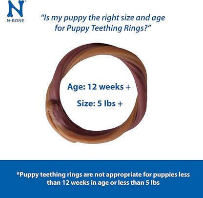 N-Bone Puppy Teething Rings Grain-Free Blueberry &amp; BBQ Flavor Dog Treat, 6 Count Bag, 7.2-oz