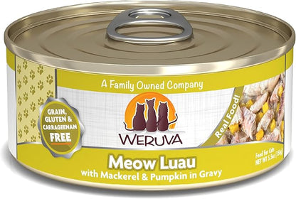 Weruva Classic Cat Food, Meow Luau with Mackerel &amp; Pumpkin in Gravy, 5.5oz Can (Pack of 24)