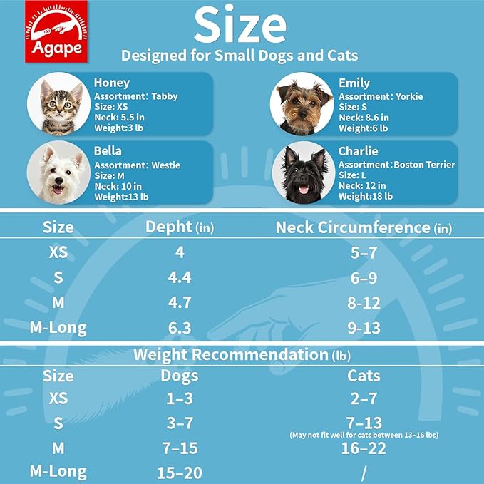 Agape Soft Dog Cone for Small Dogs &amp; Cats, Comfy Dogs Recovery Collar After Surgery, Adjustable E Collar Alternative to Stop Licking, Protective Elizabethan Collars for Pup, Comfortable Dog Cones