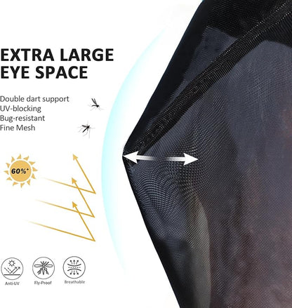 Harrison Howard Pro Luminous Horse Half Face Fly Mask Large Eye Space with Ears UV Protection for Horse Coral Orange L
