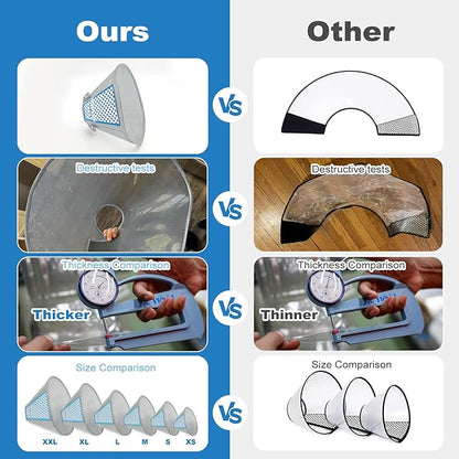 Supet Dog Cone Collar Adjustable After Surgery, Comfortable Pet Recovery Collar &amp; Cone for Large Medium Small Dogs, Elizabethan Dog Neck Collar Plastic Practical