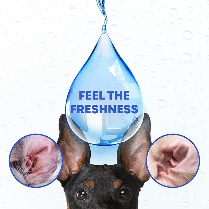 Ear Cleaner Drops &amp; Wash Solution for Cats and Dogs – Gentle Ear Hygiene, Wax Removal &amp; Odor Control for Pets