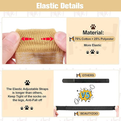 BEAUTYZOO Anti Slip Dog Socks for Small Medium Large Dogs with Grips Straps on Hardwood Floor Protection Wear, Traction Control 3 Pairs Double Side Paw Protector to Prevent Licking for Girl or Boy