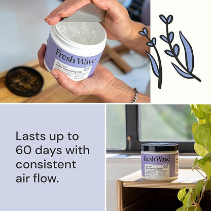 Fresh Wave Lavender Odor Removing Gel, 15 oz., Pack of 2 - Safer Odor Absorbers for Home, Natural Plant-Based Odor Eliminator, Every 15 oz. lasts 30-60 Days, For Cooking, Trash &amp; Pets