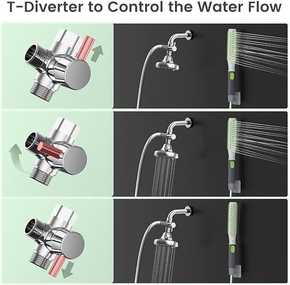 Dog Shower Attachment, Pet Shower Head for Fast and Easy Bathing and Cleaning, Dog Shower Wand With Metal T-Diverter, 8-Foot Hose T-Diverter Adapter For Indoor and Outdoor