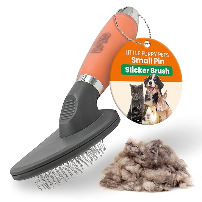 GoPets Small Pin Slicker Brush, Easy-Groom Pin Comb for Tangles &amp; Shedding, Rounded Safety Tips, Dematting Brush for Short &amp; Long Hair Cats, Dogs &amp; Furry Pets, Ideal for Sensitive, Hard-to-Reach Areas