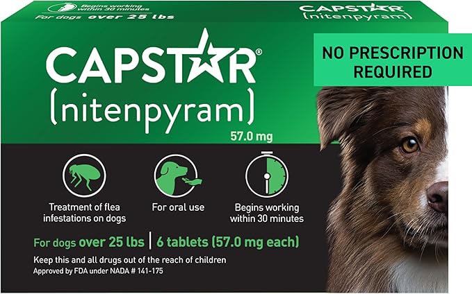 CAPSTAR Oral Flea Treatment for Dogs, Fast Acting Tablets Start Killing Fleas in 30 Minutes, Medium &amp; Large Dogs (Over 25 lbs), 6 Doses
