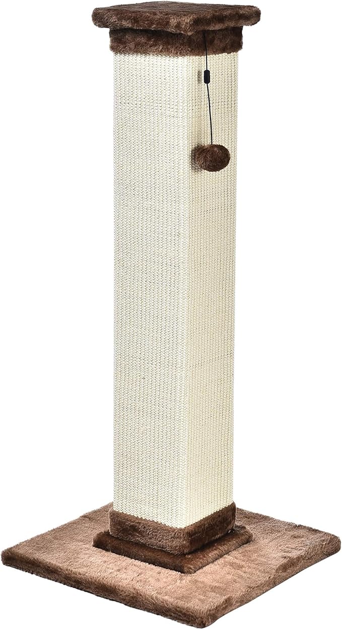 Amazon Basics Cat Scratcher - Indoor Classic Single Cat &amp; Kittens Scratching Post with Sisal Rope, Jute Fiber, Large (35.4"H) - Brown