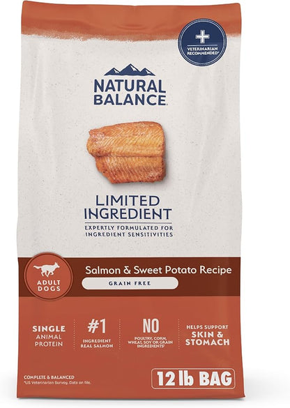 Natural Balance Limited Ingredient Adult Grain-Free Dry Dog Food, Salmon &amp; Sweet Potato Recipe, 12 Pound (Pack of 1)