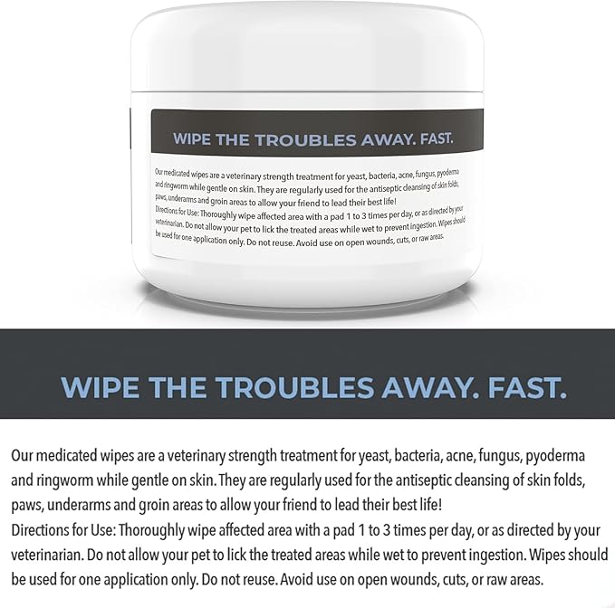 Smiling Paws Pets - Antibacterial &amp; Antifungal Wipes for Dogs &amp; Cats (with Chlorhexidine &amp; Ketoconazole)