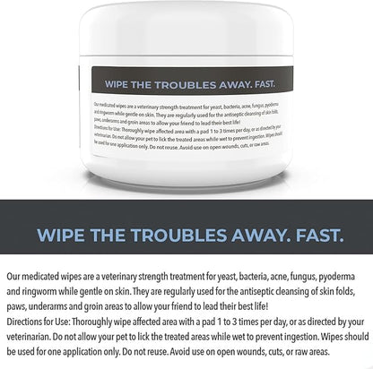 Smiling Paws Pets - Antibacterial &amp; Antifungal Wipes for Dogs &amp; Cats (with Chlorhexidine &amp; Ketoconazole)