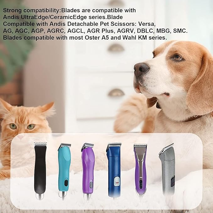 7pcs Dog Grooming Blades Compatible with Andis/Wahl/Oster Dog Clippers,Detachable Ceramic Blade &amp; Stainless Steel Blade,Size: