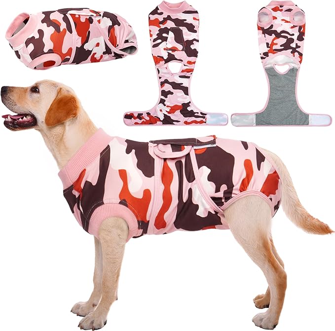 Kuoser Recovery Suit for Dogs Cats After Surgery, Professional Pet Recovery Shirt Dog Abdominal Wounds Bandages, Substitute E-Collar &amp; Cone,Prevent Licking Dog Onesies Pet Surgery Recovery Suit
