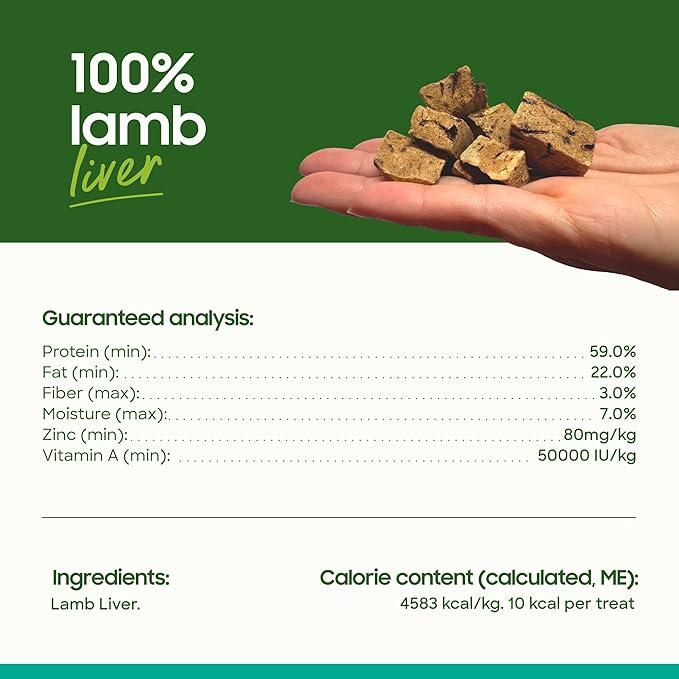 smallbatch Freeze Dried Dog Treats, Lamb Liver Treats for Dogs &amp; Cats, High Protein, Single Ingredient Dog Treat for Training or Food Topper, Natural, Humanely Sourced Meat, Made in The USA, 4 oz