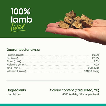 smallbatch Freeze Dried Dog Treats, Lamb Liver Treats for Dogs &amp; Cats, High Protein, Single Ingredient Dog Treat for Training or Food Topper, Natural, Humanely Sourced Meat, Made in The USA, 4 oz