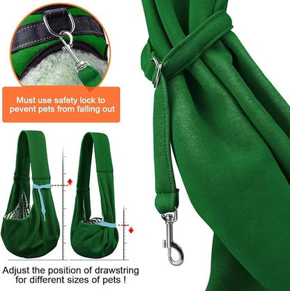 Tomkas Small Dog Sling Carrier - Classic Pocket &amp; Classic Strap - for 3-10 lbs Pets(Emerald Green)