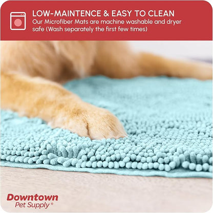 My Doggy Place Microfiber Dog Mat for Muddy Paws, 36" x 26" Light Blue - Absorbent and Quick-Drying Dog Paw Cleaning Mat, Washer and Dryer Safe - Non-Slip Rubber Backed Dog Floor Mat, Large
