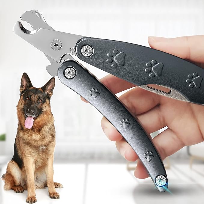 Best Dog Nail Trimmers for Anxiety Sensitive Dogs, Quiet Sharpest Smoothest Nail Clippers for Large Dog Medium Small, Professional Stainless Steel with Nail File &amp; Comb, Left-Handed Friendly
