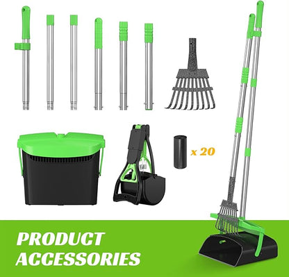 Pooper Scooper with Bag Attachment, 50 inches Long Handle Pooper Scooper, Poop Scooper for Dogs, Dog Poop Scooper for Yard, Pooper Scooper for Large Dogs Heavy Duty, Poop Scooper Bin &amp; Rake