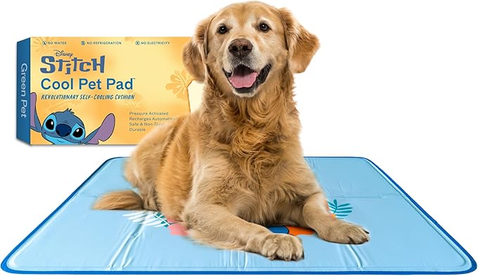 The Green Pet Shop Cool Pet Pad - Large, Disney’s Stitch - Self-Cooling, Pressure Activated Mat for Dogs &amp; Cats from 46-80 lbs - Non-Toxic Gel, No Water Needed