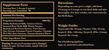 Nursing Supplement and Vitamins for Nursing Dogs and Cats - Nursing, Lactation and Recovery Supplement for Breeders - Muscle &amp; Mental Development for Puppies and Kittens - 200g