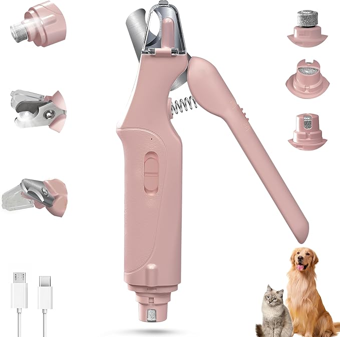 2 in 1 Dog Nail Clippers and Grinder with Lights &amp; Cat Nail Clipper for Large Medium Small Dogs Cats Nail Trimmers USB Rechargeable with 2 LED Lights Dog Claw Care for Non-Black Nails