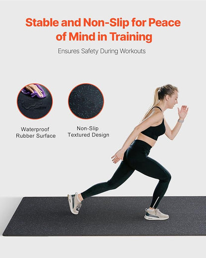 VEVOR 0.56 Inch Thick Gym Floor Mats, 12 Tiles Rubber Top with EVA Foam, 25" x 25" Gym Flooring Workout Mat with 48 sq.ft Coverage, Interlocking Puzzle Gym Mats for Home, Garage, Black &amp; Blue