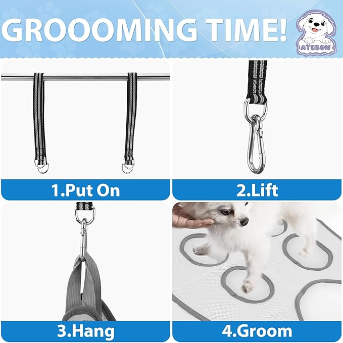 Pet Grooming Hammock Harness for Small Dogs &amp; Cats Nail Trimming, Dog Sling for Cutting Nails, Dog Hanging Holder Hanger with Nail Clippers, Nail File, Scissors