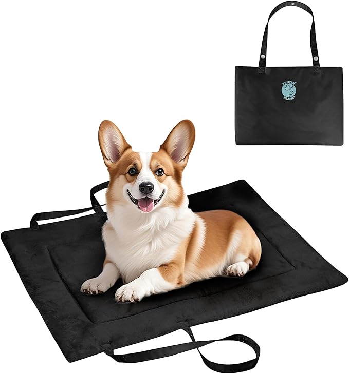 Kritter Planet Waterproof Foldable Dog Bed Pad for Camping &amp; Travel, Portable Roll-Up Dog Bed Car Seat Pet Cushion Mat with Handles for Medium &amp; Large Dogs, Indoor &amp; Outdoor Use