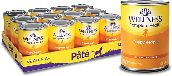 Wellness Complete Health Natural Wet Canned Puppy Food, Puppy Chicken &amp; Salmon 12.5-Ounce Can (Pack of 12)